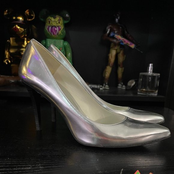 Stuart Weitzman Power Silver Pump 7.5 - Picture 1 of 7